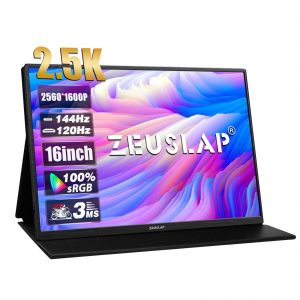 ZEUSLAP P16K Monitor 2560*1600 16" 2.5K 144hz Portable Monitor 16:10 100%sRGB 500Cd/m²